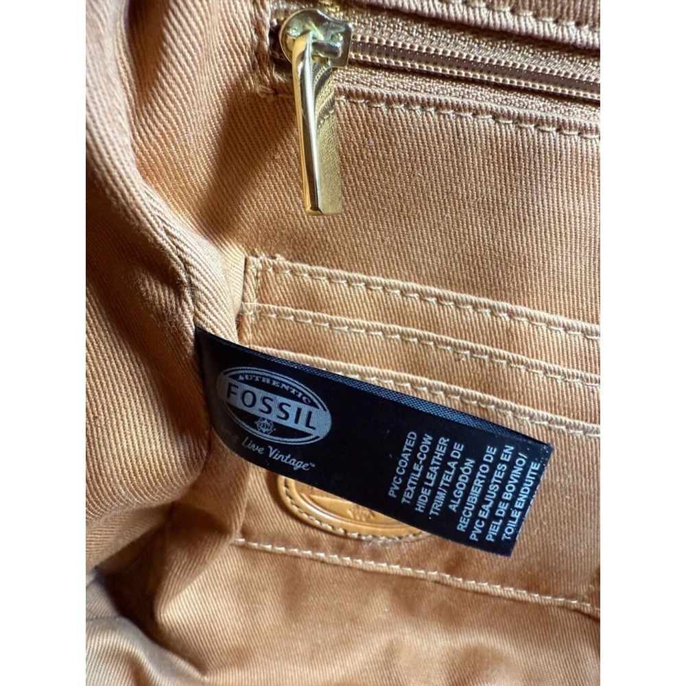 FOSSIL SYDNEY Multi Brown PVC Coated Canvas Satchel Medium